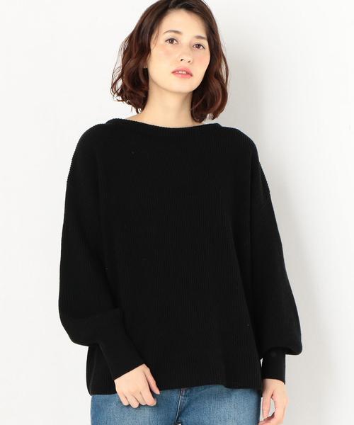 Another Edition（アナザーエディション）の「12G畦ボートネックプルオーバー（ニット/セーター・レディース・ライトブルー/ブラック/イエロー/モカ・フリー）」の2枚目の写真