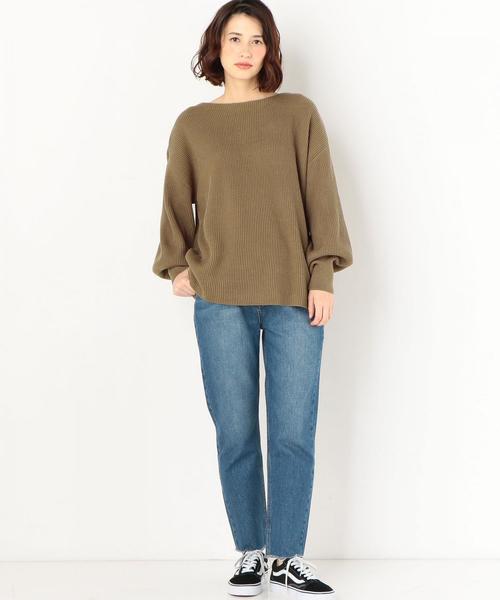 Another Edition（アナザーエディション）の「12G畦ボートネックプルオーバー（ニット/セーター・レディース・ライトブルー/ブラック/イエロー/モカ・フリー）」の8枚目の写真