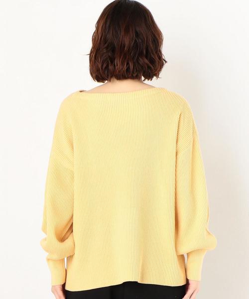 Another Edition（アナザーエディション）の「12G畦ボートネックプルオーバー（ニット/セーター・レディース・ライトブルー/ブラック/イエロー/モカ・フリー）」の14枚目の写真