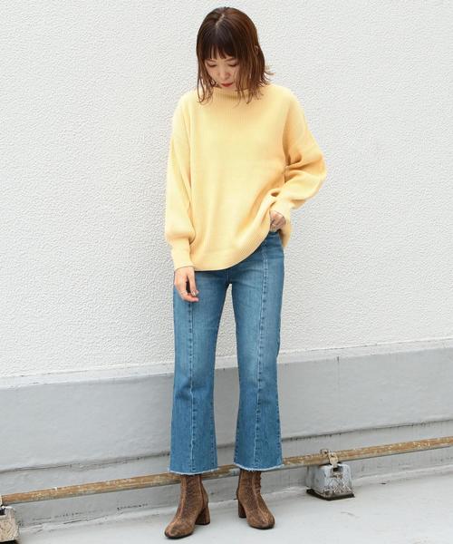 Another Edition（アナザーエディション）の「12G畦ボートネックプルオーバー（ニット/セーター・レディース・ライトブルー/ブラック/イエロー/モカ・フリー）」の19枚目の写真