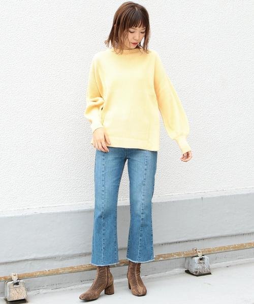 Another Edition（アナザーエディション）の「12G畦ボートネックプルオーバー（ニット/セーター・レディース・ライトブルー/ブラック/イエロー/モカ・フリー）」の20枚目の写真