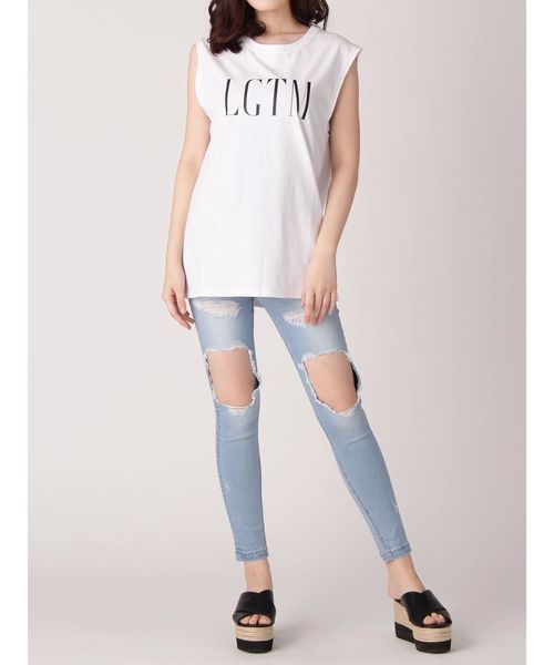 EMODA（エモダ）の「LGTMプリントTシャツ（Tシャツ/カットソー・レディース・ホワイト/ブラック/グリーン・FREE）」の8枚目の写真