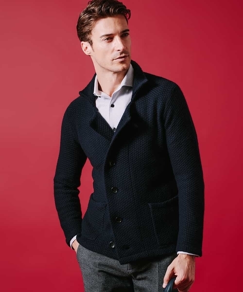 MICHEL KLEIN HOMME   （ミッシェルクランオム）の「ニットブルゾン（ハイランドラクーン）（ニット/セーター・メンズ・ネイビー/テラコッタ・MEDIUM/LARGE/51/X-LARGE）」の13枚目の写真
