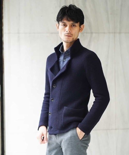 MICHEL KLEIN HOMME   （ミッシェルクランオム）の「ニットブルゾン（ハイランドラクーン）（ニット/セーター・メンズ・ネイビー/テラコッタ・MEDIUM/LARGE/51/X-LARGE）」の12枚目の写真