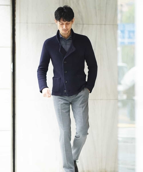MICHEL KLEIN HOMME   （ミッシェルクランオム）の「ニットブルゾン（ハイランドラクーン）（ニット/セーター・メンズ・ネイビー/テラコッタ・MEDIUM/LARGE/51/X-LARGE）」の11枚目の写真