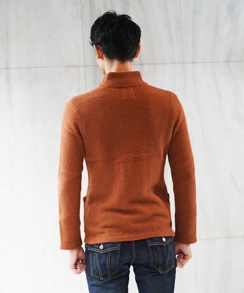 MICHEL KLEIN HOMME   （ミッシェルクランオム）の「ニットブルゾン（ハイランドラクーン）（ニット/セーター・メンズ・ネイビー/テラコッタ・MEDIUM/LARGE/51/X-LARGE）」の8枚目の写真