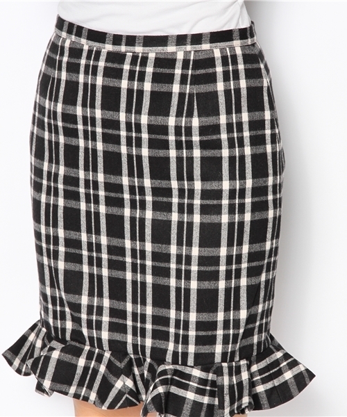 CORTES WORKS（コルテスワークス）の「ブラッシュ チェック スカート（スカート・レディース・ブラック/グリーン・36/38）」の4枚目の写真