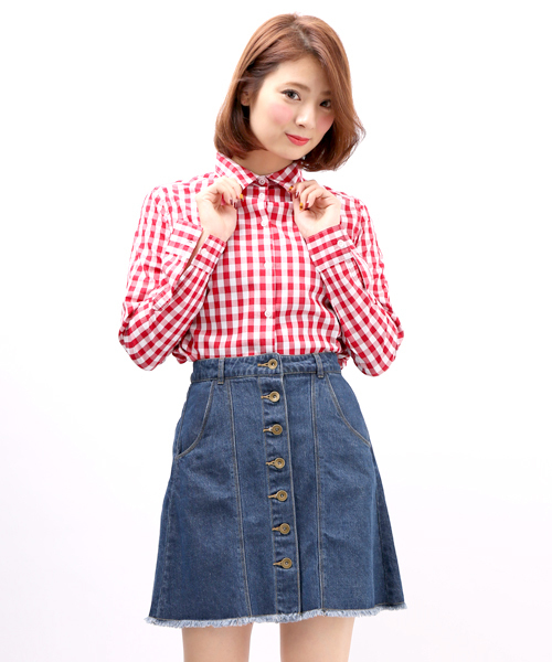 WEGO（ウィゴー）の「WEGO/柄クロップドシャツ（シャツ/ブラウス・レディース・ブラック/ブルー/ブルー系その他/レッド/その他1・FREE）」の4枚目の写真