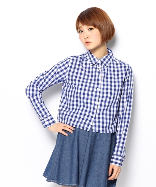 WEGO（ウィゴー）の「WEGO/柄クロップドシャツ（シャツ/ブラウス・レディース・ブラック/ブルー/ブルー系その他/レッド/その他1・FREE）」の8枚目の写真