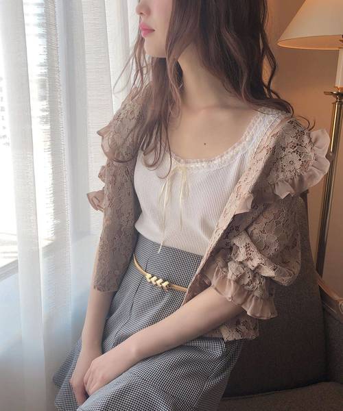 one after another NICE CLAUP（ワンアフターアナザーナイスクラップ）の「【petite by NICE CLAUP】original print thermal camisole（タンクトップ・レディース・オフホワイト/その他/レッド系その他・FREE）」の10枚目の写真