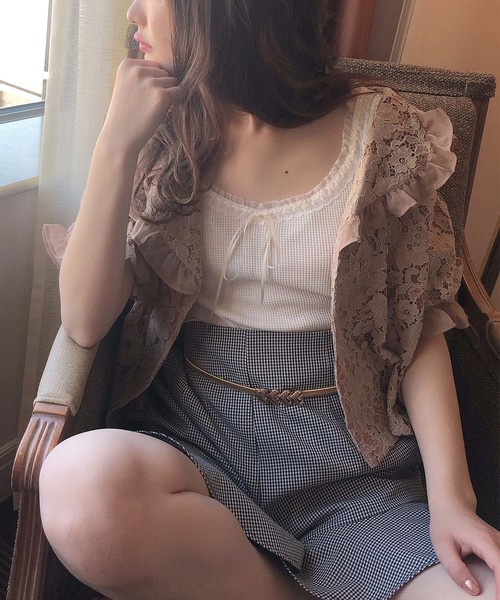 one after another NICE CLAUP（ワンアフターアナザーナイスクラップ）の「【petite by NICE CLAUP】original print thermal camisole（タンクトップ・レディース・オフホワイト/その他/レッド系その他・FREE）」の11枚目の写真