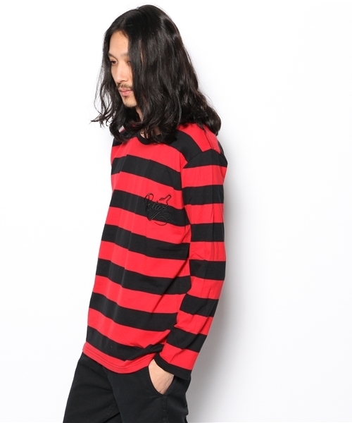 ROTAR（ローター）の「Border L/S Tee （Tシャツ/カットソー・メンズ・ブラック×グレー/ブラック×ホワイト/ブラック×レッド・LARGE/MEDIUM）」の5枚目の写真