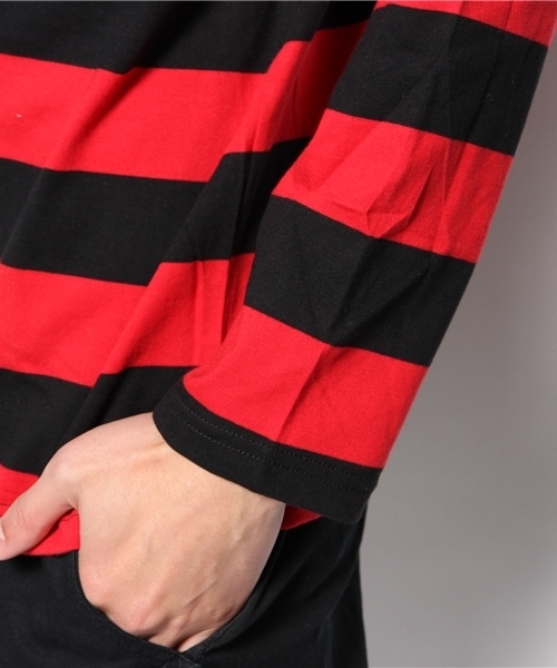 ROTAR（ローター）の「Border L/S Tee （Tシャツ/カットソー・メンズ・ブラック×グレー/ブラック×ホワイト/ブラック×レッド・LARGE/MEDIUM）」の8枚目の写真