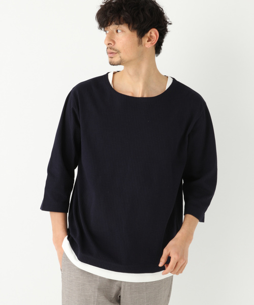 GLOBAL WORK（グローバルワーク）の「サッカーレイヤードT7分袖/825402（Tシャツ/カットソー・メンズ・ホワイト/ネイビー/ライトグリーン・LARGE/SMALL/MEDIUM/X-LARGE）」の3枚目の写真