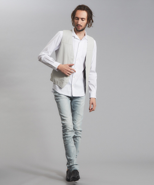5351 POUR LES HOMMES(ゴーサンゴーイチプールオム)の「ストレッチワンピースカラーシャツ(シャツ/ブラウス・メンズ・ホワイト/ネイビー・44/46/48/50)」の5枚目の写真