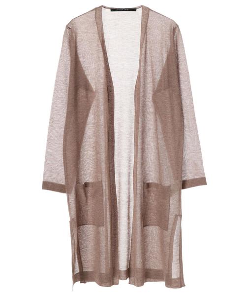 YECCA VECCA（イェッカヴェッカ）の「シアーニットロングカーディガン ●（カーディガン/ボレロ・レディース・ブラック/モカ/ホワイト系その他2・FREE）」の5枚目の写真