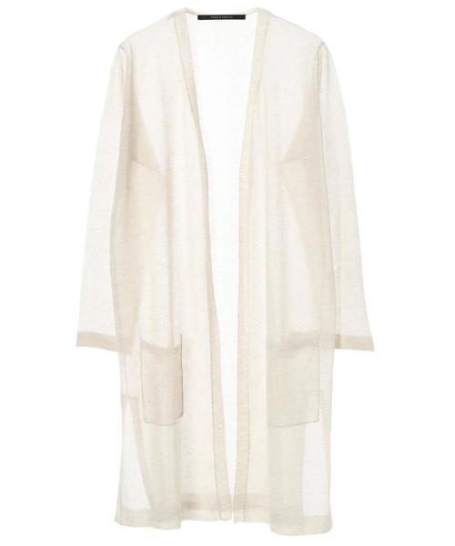 YECCA VECCA（イェッカヴェッカ）の「シアーニットロングカーディガン ●（カーディガン/ボレロ・レディース・ブラック/モカ/ホワイト系その他2・FREE）」の6枚目の写真