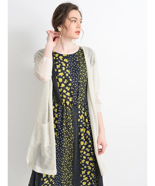 YECCA VECCA（イェッカヴェッカ）の「シアーニットロングカーディガン ●（カーディガン/ボレロ・レディース・ブラック/モカ/ホワイト系その他2・FREE）」の2枚目の写真