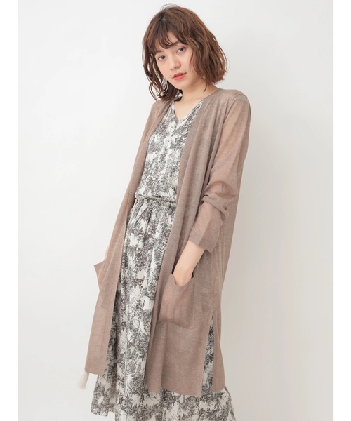 YECCA VECCA（イェッカヴェッカ）の「シアーニットロングカーディガン ●（カーディガン/ボレロ・レディース・ブラック/モカ/ホワイト系その他2・FREE）」の3枚目の写真