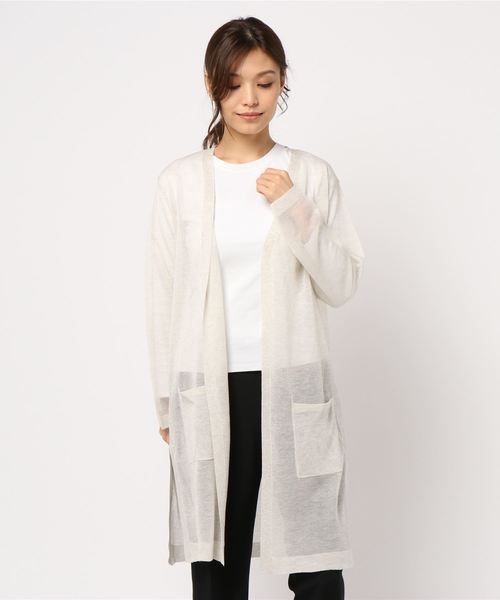 YECCA VECCA（イェッカヴェッカ）の「シアーニットロングカーディガン ●（カーディガン/ボレロ・レディース・ブラック/モカ/ホワイト系その他2・FREE）」の17枚目の写真