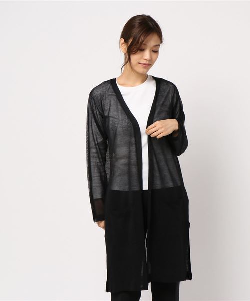 YECCA VECCA（イェッカヴェッカ）の「シアーニットロングカーディガン ●（カーディガン/ボレロ・レディース・ブラック/モカ/ホワイト系その他2・FREE）」の18枚目の写真