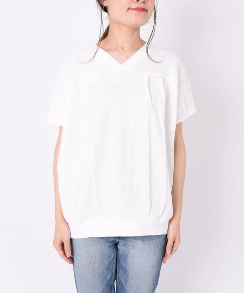 liflattie ships（リフラティ シップス）の「liflattie ships:ワッフル2WAYフレンチスリーブ◇（Tシャツ/カットソー・レディース・オフホワイト/ブラック/ベージュ/オレンジ/グリーン・SMALL/MEDIUM）」の16枚目の写真