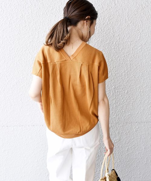 liflattie ships（リフラティ シップス）の「liflattie ships:ワッフル2WAYフレンチスリーブ◇（Tシャツ/カットソー・レディース・オフホワイト/ブラック/ベージュ/オレンジ/グリーン・SMALL/MEDIUM）」の13枚目の写真