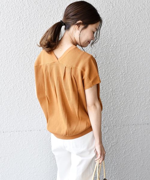 liflattie ships（リフラティ シップス）の「liflattie ships:ワッフル2WAYフレンチスリーブ◇（Tシャツ/カットソー・レディース・オフホワイト/ブラック/ベージュ/オレンジ/グリーン・SMALL/MEDIUM）」の12枚目の写真