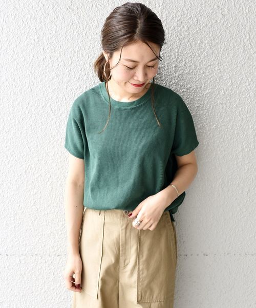 liflattie ships（リフラティ シップス）の「liflattie ships:ワッフル2WAYフレンチスリーブ◇（Tシャツ/カットソー・レディース・オフホワイト/ブラック/ベージュ/オレンジ/グリーン・SMALL/MEDIUM）」の8枚目の写真