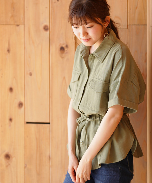 rps(アールピーエス)の「半袖ミリタリーシャツ(シャツ/ブラウス・レディース・アイボリー/ブラウン/ベージュ/カーキ・M)」の5枚目の写真