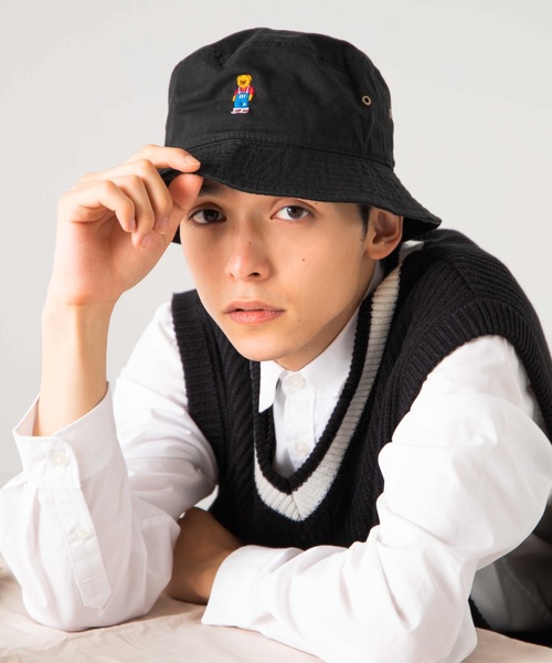 WEGO（ウィゴー）の「WEGO/ベア刺繍バケットハット（ハット・メンズ・ブラック/ダークベージュ・FREE）」の6枚目の写真