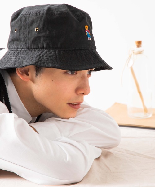WEGO（ウィゴー）の「WEGO/ベア刺繍バケットハット（ハット・メンズ・ブラック/ダークベージュ・FREE）」の5枚目の写真