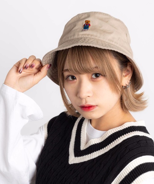 WEGO（ウィゴー）の「WEGO/ベア刺繍バケットハット（ハット・メンズ・ブラック/ダークベージュ・FREE）」の4枚目の写真