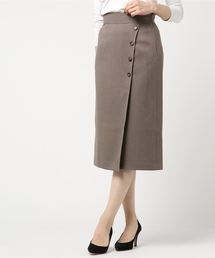 ボタン付ラップ風スカート