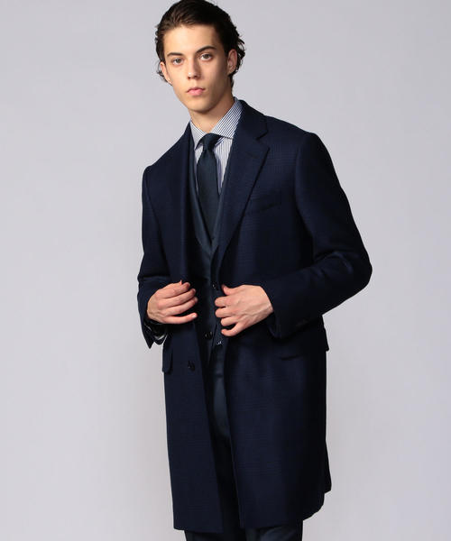 TOMORROWLAND ウールチェスターコート ロング 濃紺 ウールダブル
