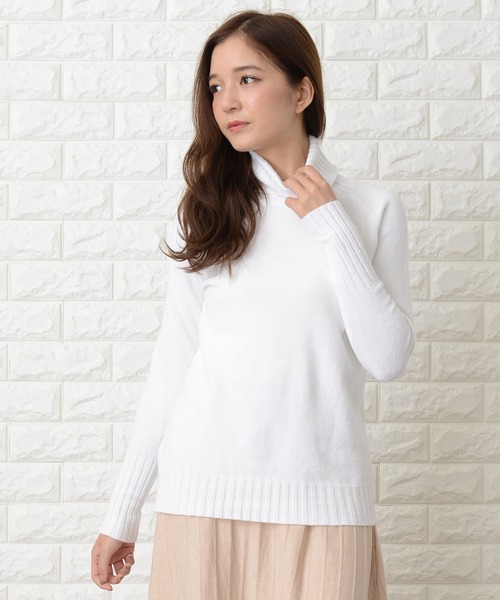 セール】リブ袖タートルネックニットセーター（ニット/セーター
