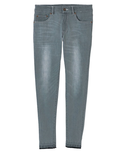 RANAN（ラナン）の「裾カットオフデザインスキニーデニム（デニムパンツ・レディース・オフホワイト/インディゴブルー/グレー・61/64/67/70/73）」の4枚目の写真