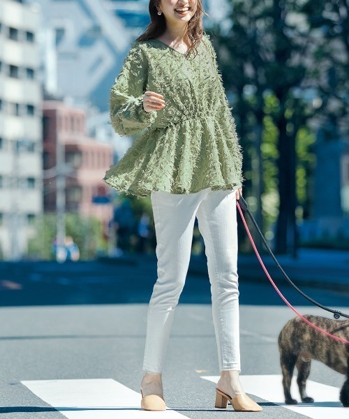 RANAN（ラナン）の「裾カットオフデザインスキニーデニム（デニムパンツ・レディース・オフホワイト/インディゴブルー/グレー・61/64/67/70/73）」の5枚目の写真