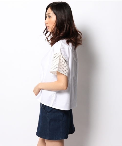 CIAOPANIC（チャオパニック）の「【Ciaopanic】袖レーストップス（シャツ/ブラウス・レディース・ホワイト/ブラック・FREE）」の5枚目の写真