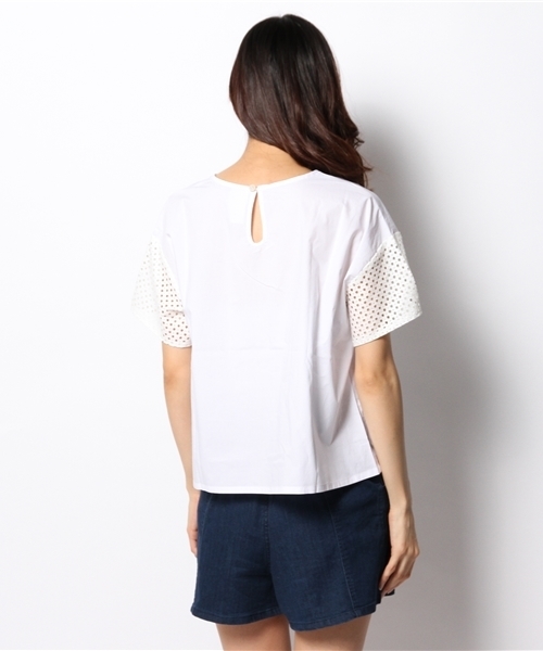 CIAOPANIC（チャオパニック）の「【Ciaopanic】袖レーストップス（シャツ/ブラウス・レディース・ホワイト/ブラック・FREE）」の6枚目の写真