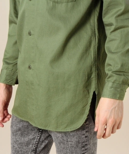 MONKEY TIME（モンキータイム）の「MT C/LYCL ノーカラー ユーティリティー シャツ ◆（シャツ/ブラウス・メンズ・オリーブ・MEDIUM/X-LARGE/LARGE/SMALL）」の3枚目の写真