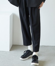 梨地 アンクルワイドテーパードパンツ