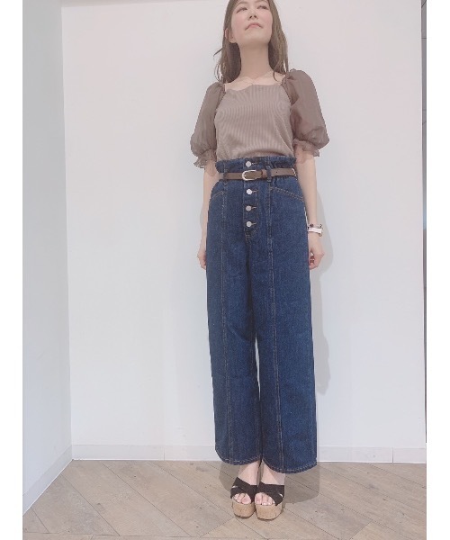 one way（ワンウェイ）の「【oneway】ベルト付きデニムワイド（デニムパンツ・レディース・ホワイト/ダークブルー/ライトブルー/ブラック・M/S）」の4枚目の写真