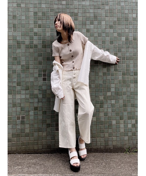 one way（ワンウェイ）の「【oneway】ベルト付きデニムワイド（デニムパンツ・レディース・ホワイト/ダークブルー/ライトブルー/ブラック・M/S）」の10枚目の写真