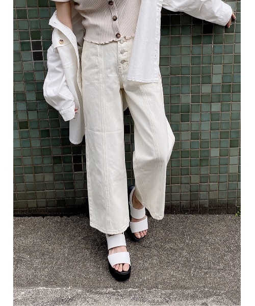 one way（ワンウェイ）の「【oneway】ベルト付きデニムワイド（デニムパンツ・レディース・ホワイト/ダークブルー/ライトブルー/ブラック・M/S）」の9枚目の写真