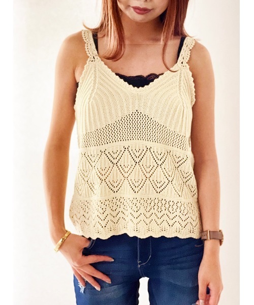 one way(ワンウェイ)の「クロシェキャミ(キャミソール・レディース・ベージュ/ホワイト/ブラック・FREE)」の14枚目の写真