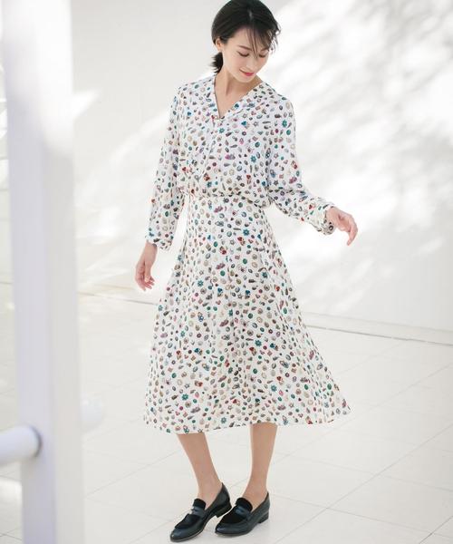 美品✨希少【Paul Smith】幾何学 アートプリント フレア スカート antiqua 幾何学柄ロングスカート レディース ボトムス スカート