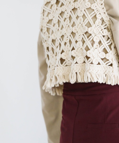 select MOCA（セレクトモカ）の「マクラメロープベスト（ベスト・レディース・アイボリー・FREE）」の4枚目の写真