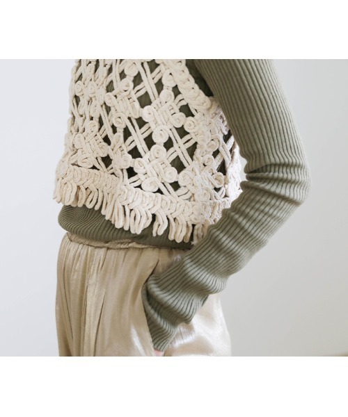 select MOCA（セレクトモカ）の「マクラメロープベスト（ベスト・レディース・アイボリー・FREE）」の8枚目の写真