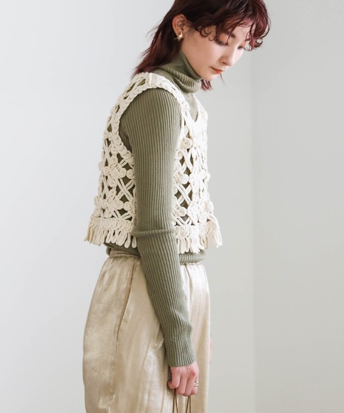 select MOCA（セレクトモカ）の「マクラメロープベスト（ベスト・レディース・アイボリー・FREE）」の10枚目の写真